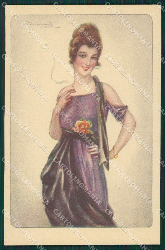 Artist Bompard Glamour Lady serie 985 postcard cartolina KS4804 – fronte