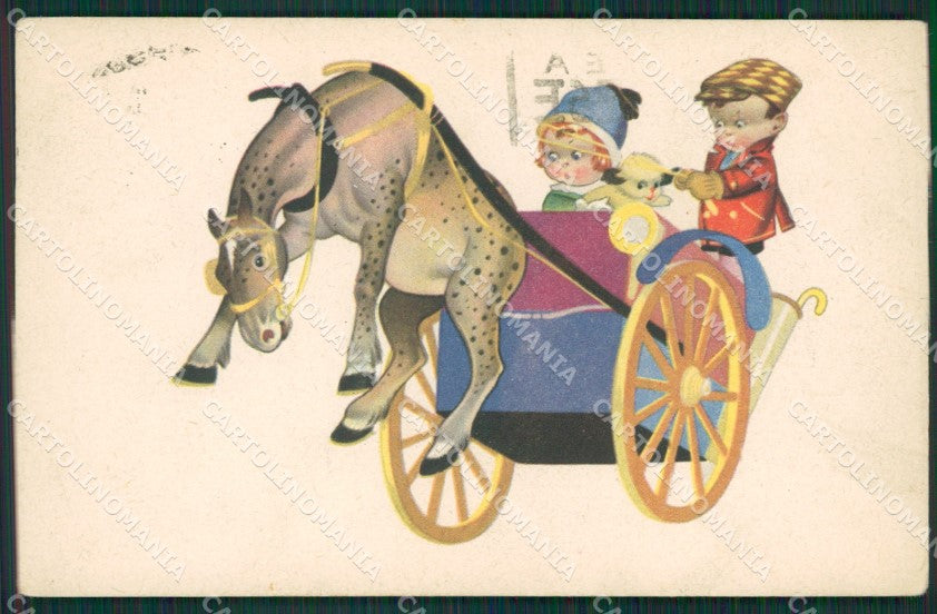 Artist Giemmepi Children Horse Degami postcard cartolina KS4821 – fronte