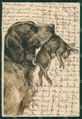 Artist Breton hunt dog Relief PIN HOLE postcard cartolina KS4846 – fronte