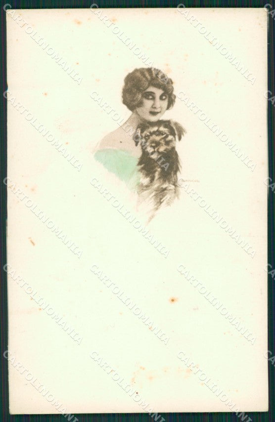 Artist Bianchi Glamour Lady Dog serie 2539 postcard cartolina KS4847 – fronte