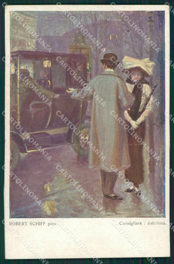 Artist Robert Schiff Lady postcard cartolina KS4898 – fronte