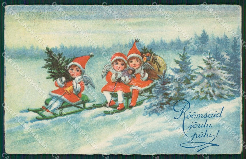Artist Christmas Angel Children WSSB postcard cartolina KS4909 – fronte