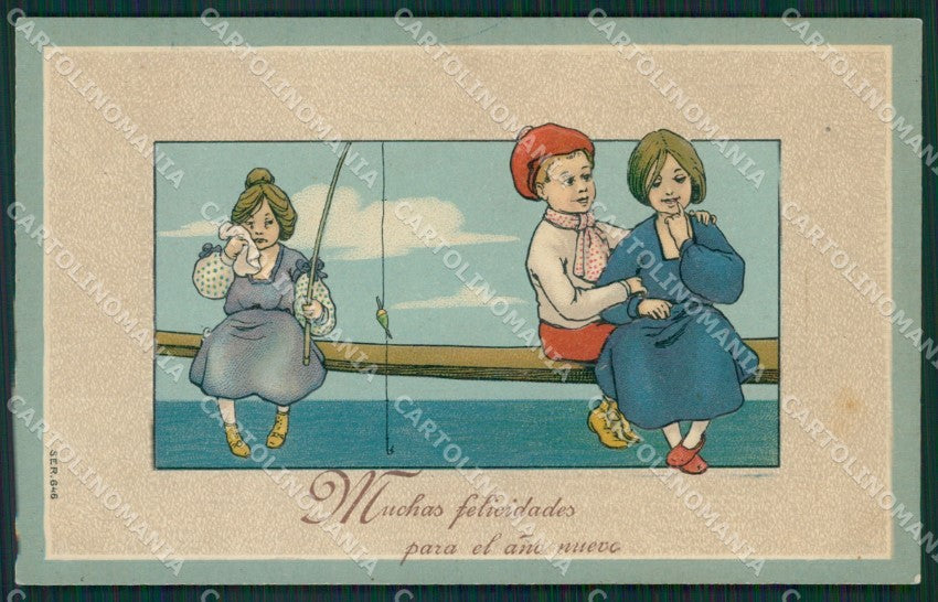 Artist Children Relief Fishing serie 646 postcard cartolina KS4917 – fronte