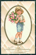 Artist Boy Roses relief Pittius postcard cartolina KS4922 – fronte