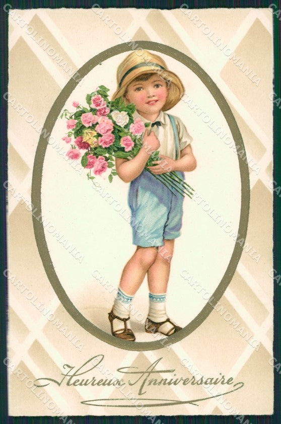 Artist Boy Roses relief Pittius postcard cartolina KS4922 – fronte
