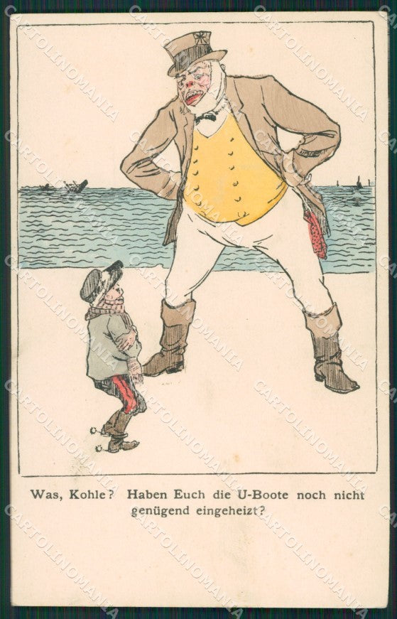 WW1 Propaganda WWI U Boot militari Kohle postcard cartolina KS4925 – fronte