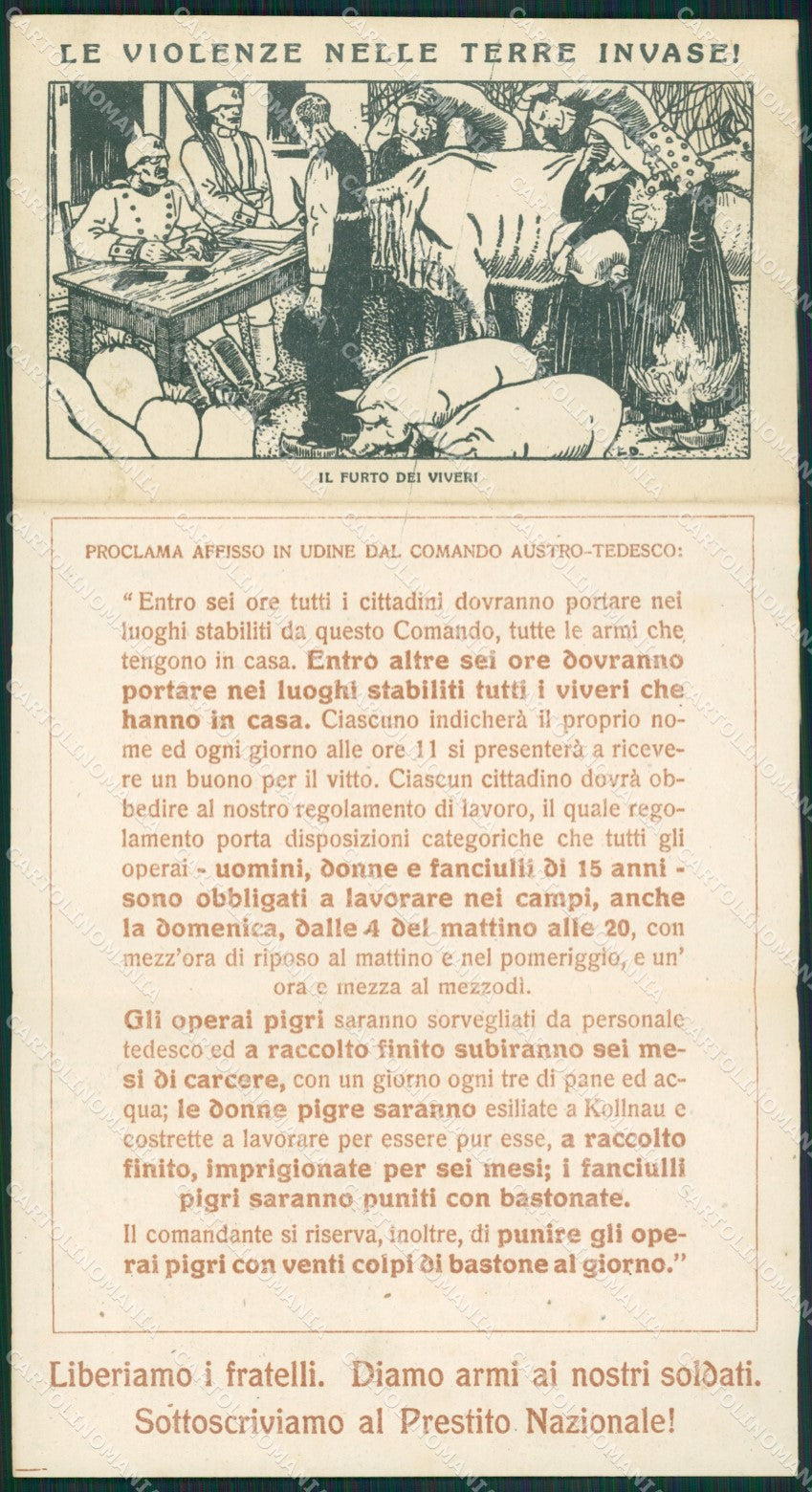 WW1 Propaganda WWI Militari Prestito Nazionale Tripla LD cartolina KS4926 – fronte