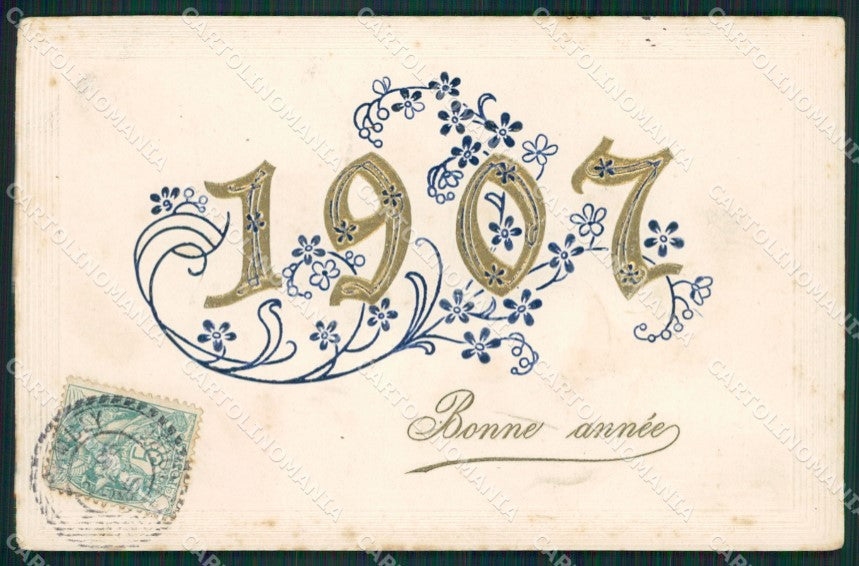 Buon Anno 1907 CREASE postcard cartolina KS4933 – fronte