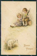 Artist Children Happy Easter Lamb Amag postcard cartolina KS4947 – fronte