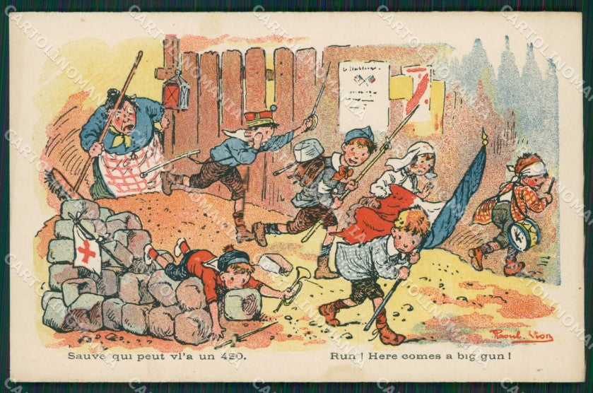 Artist WW1 Raul Vion Children Bambini postcard cartolina KS5017 – fronte