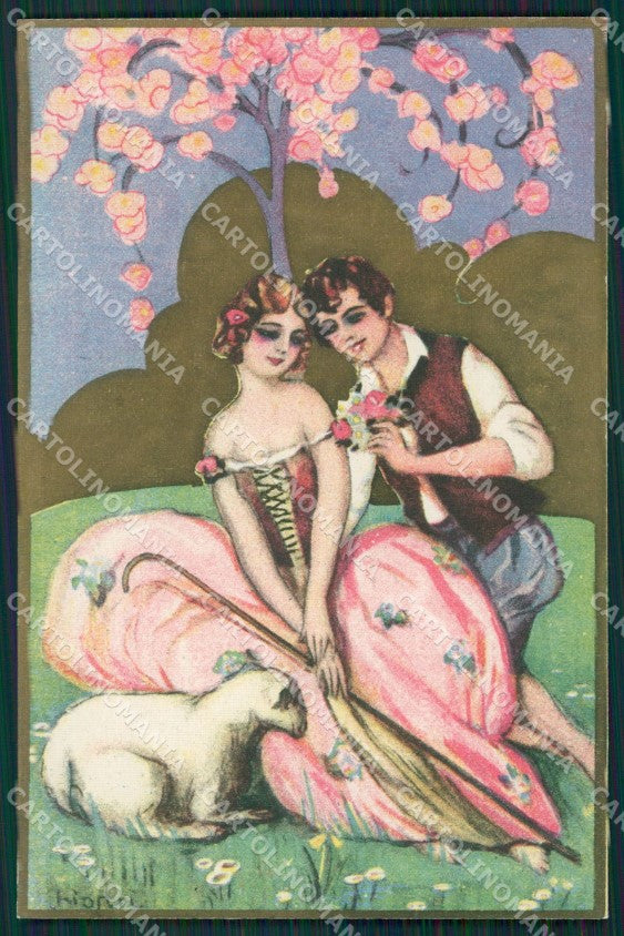 Artist Chiostri Buona Pasqua Lady Lamb Easter 183 postcard cartolina KS5022 – fronte