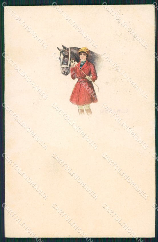 Artist Glamour Lady Horse serie 257 postcard cartolina KS5103 – fronte