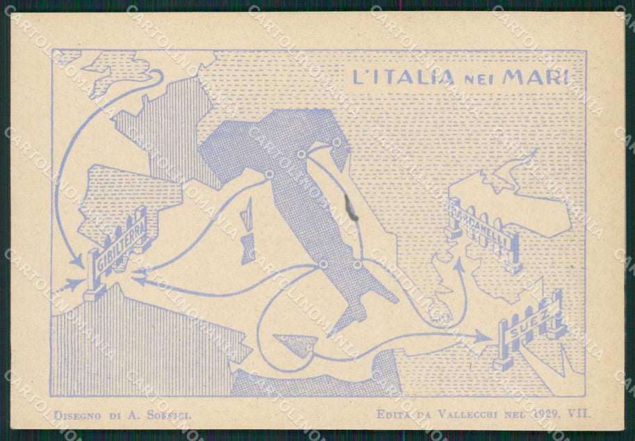 Artist Futurismo Soffici Italia nei Mari Propaganda FG postcard cartolina KS5153 – fronte