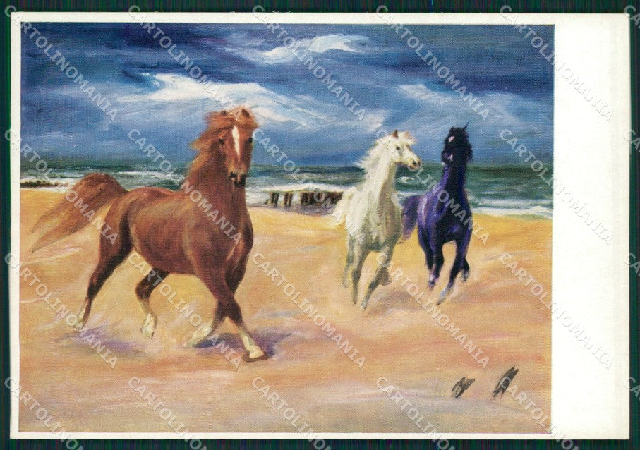Artist Dullberg Horse Cavallo FG postcard cartolina KS5155 – fronte