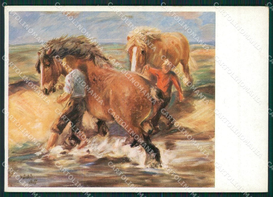 Artist Dullberg Horse Cavallo FG postcard cartolina KS5158 – fronte