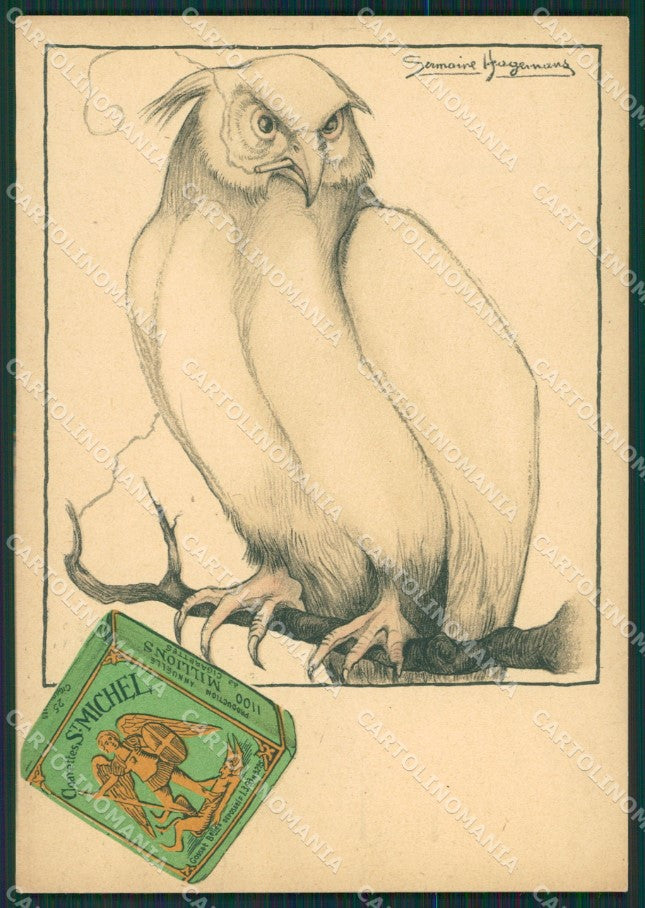 Artist Hagemans Owl Adv Cigarettes RETRO BIANCO FG postcard cartolina KS5163 – fronte