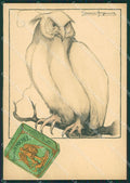 Artist Hagemans Owl Adv Cigarettes RETRO BIANCO FG postcard cartolina KS5163 – fronte