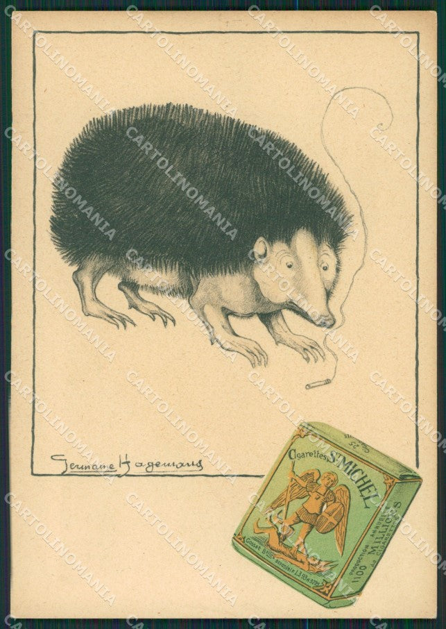 Artist Hagemans Hedgehog Cigarettes RETRO BIANCO FG postcard cartolina KS5164 – fronte