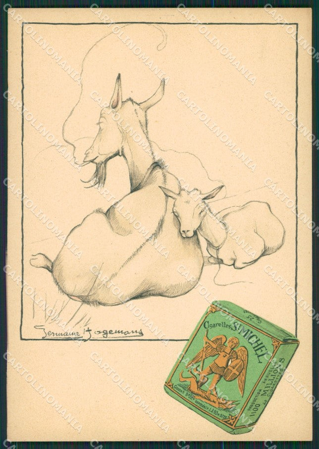 Artist Hagemans Goat Adv Cigarettes RETRO BIANCO FG postcard cartolina KS5167 – fronte