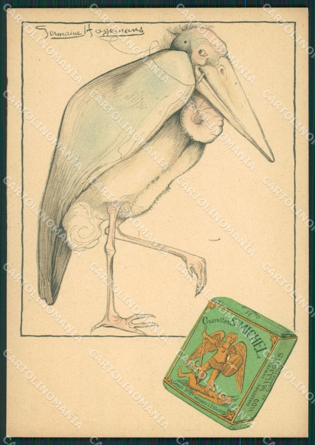 Artist Hagemans Bird Adv Cigarettes RETRO BIANCO FG postcard cartolina KS5171 – fronte