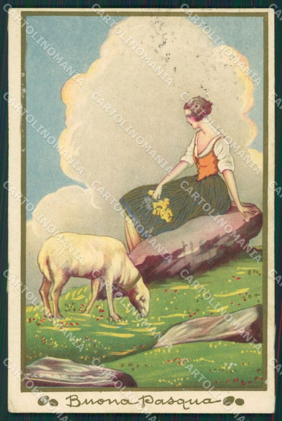 Artist Corbella Lady Easter Augurale Degami serie 3548postcard cartolina KS5175 – fronte