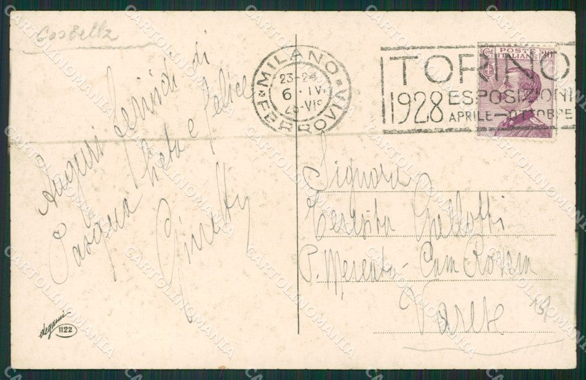 Artist Corbella Lady Easter Degami 1122 CORNER CREASE postcard cartolina KS5325 – retro