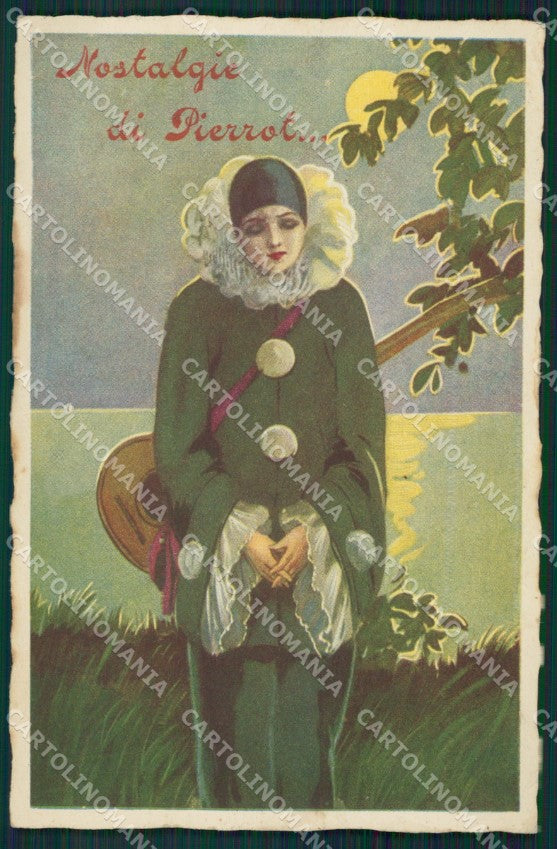 Artist Corbella Lady Pierrot  Degami 895 PIN HOLE postcard cartolina KS5330 – fronte