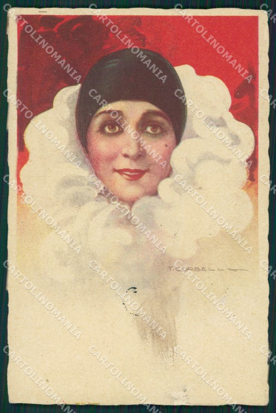 Artist Corbella Pierrot Art Deco Degami 743 ABRADED postcard cartolina KS5355 – fronte