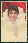 Artist Corbella Pierrot Art Deco Degami 743 ABRADED postcard cartolina KS5355 – fronte