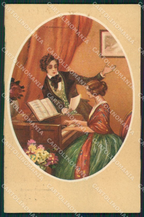 Artist Corbella Lady playing piano Degami 749 postcard cartolina KS5357 – fronte