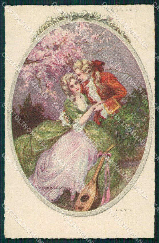 Artist Corbella Lady playing mandolin Degami 832 postcard cartolina KS5366 – fronte