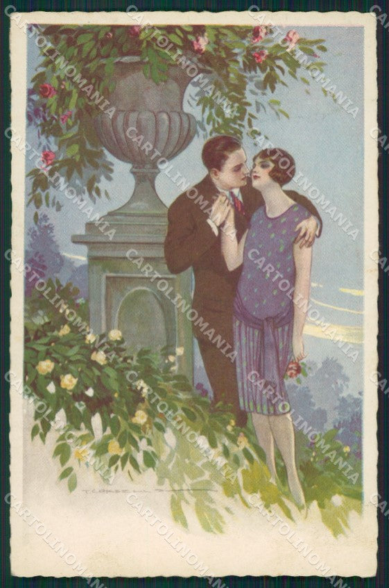 Artist Corbella Lady Art Deco Degami 62 CREASES postcard cartolina KS5382 – fronte