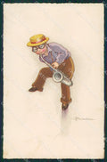 Artist Busi Child playing sax Degami 39 ABRADED postcard cartolina KS5419 – fronte