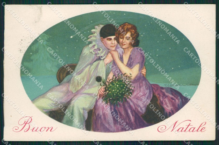 Artist Corbella Lady Pierrot Augurale Degami 700 postcard cartolina KS5424 – fronte