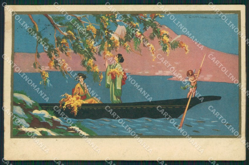 Artist Corbella Lady Geisha Art Deco Degami 1026 postcard cartolina KS5433 – fronte