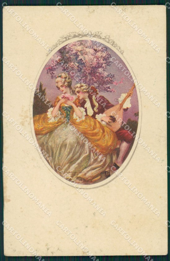Artist Corbella Lady Man playing mandolin Augurale Degami 896 cartolina KS5631 – fronte