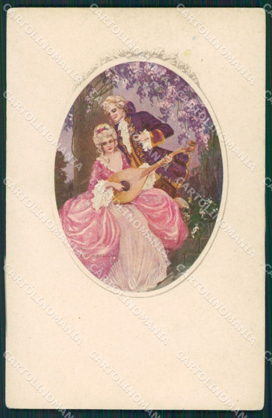Artist Corbella Lady Man playing mandolin Augurale Degami 896 cartolina KS5633 – fronte