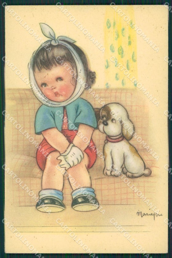 Maria Pia Girl Dog Toothache serie 9011 postcard cartolina KS5722 – fronte