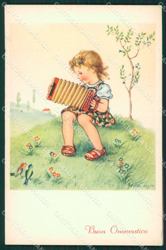 Maria Pia Girl Augurale Accordion serie 18 postcard cartolina KS5765 – fronte