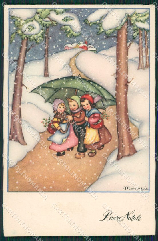 Maria Pia Children Augurale serie 560 ABRADED postcard cartolina KS5776 – fronte