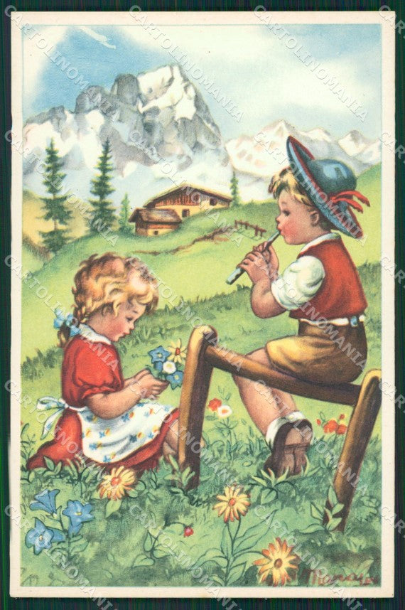 Maria Pia Children Mountain serie 590 postcard cartolina KS5779 – fronte