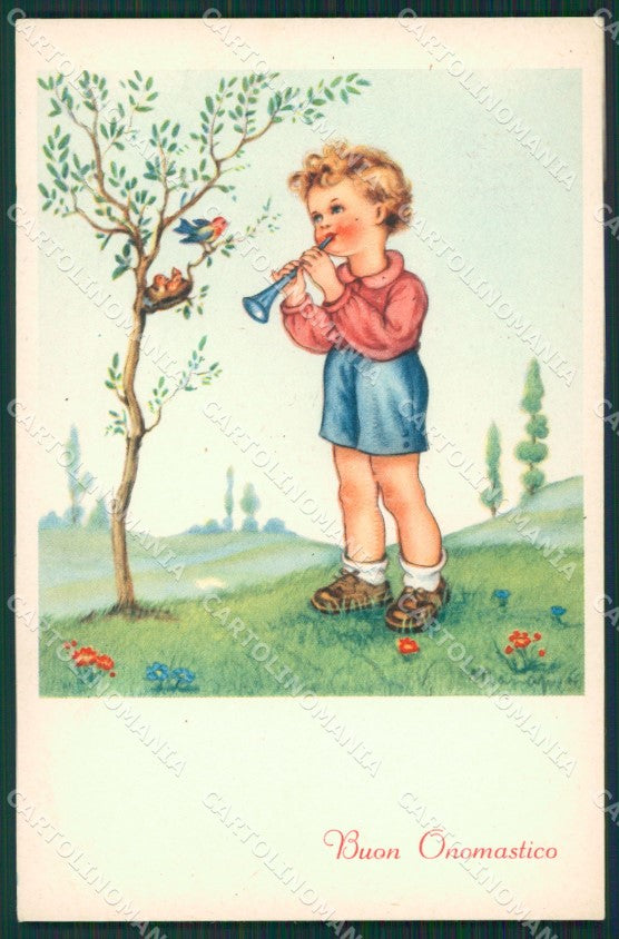 Maria Pia Child Piffero Augurale Birds serie 18 postcard cartolina KS5782 – fronte