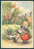 Maria Pia Girl Dog Castle serie 543 FG TEAR CREASE postcard cartolina KS5795 – fronte