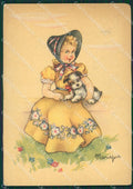 Maria Pia Girl Dog serie 123 FG CREASE postcard cartolina KS5799 – fronte
