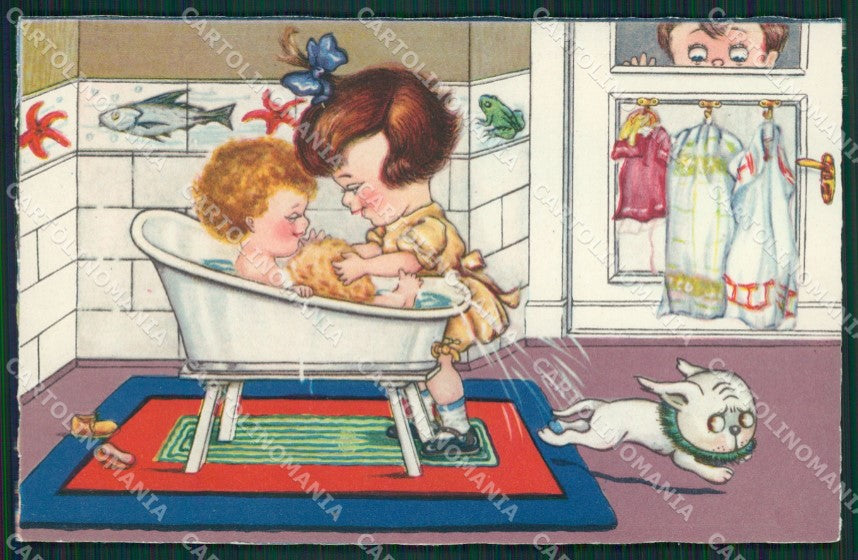 Margret Boriss Children French Bulldog Amag serie 0277 postcard cartolina KS5832 – fronte