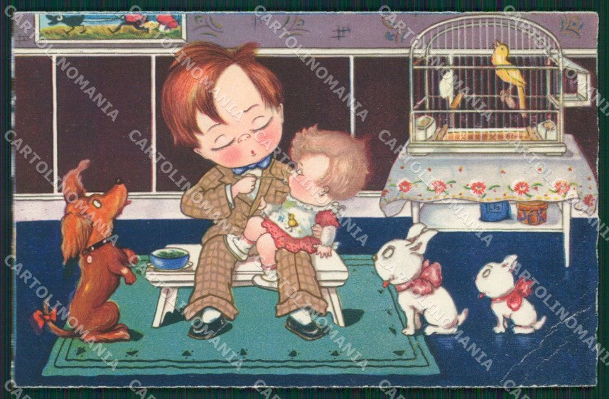 Margret Boriss Children French Bulldog Amag serie 0277 CREASES cartolina KS5835 – fronte