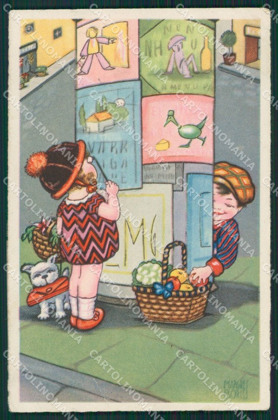 Margret Boriss Children Amag serie 0334 CREASES postcard cartolina KS5842 – fronte