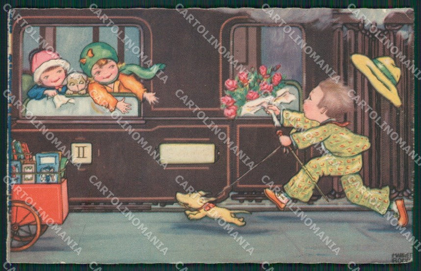 Margret Boriss Children Amag serie 0320 CREASES postcard cartolina KS5844 – fronte
