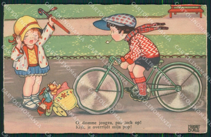Margret Boriss Children Bicycle Amag serie 0325 postcard cartolina KS5910 – fronte