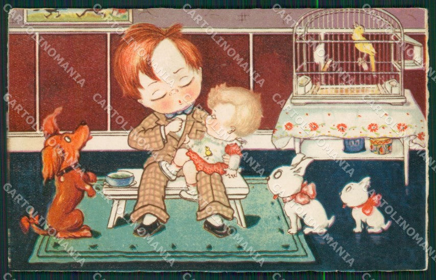 Margret Boriss Children French Bulldog Amag serie 1933 postcard cartolina KS5920 – fronte
